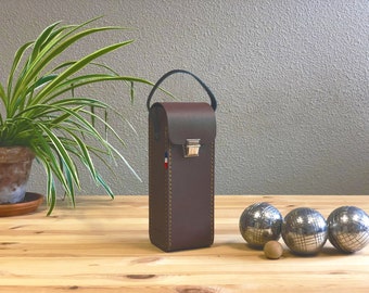 Customizable brown pétanque bag, personalized pouch made in France, artisanal gift
