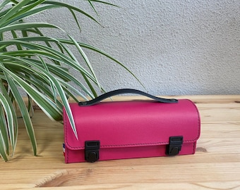 Customizable horizontal raspberry petanque bag, pouch made in France, perfect handmade gift for Father's Day