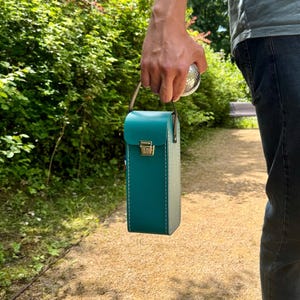 Sacoche de pétanque émeraude personnalisable, pochette pour 3 boules, cadeau artisanal parfait pour la fête des pères