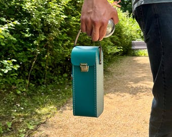 Customizable emerald petanque bag, pouch for 3 balls, perfect handmade gift for Father's Day