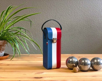 Customizable petanque bag blue white red, personalized petanque bag, handcrafted gift