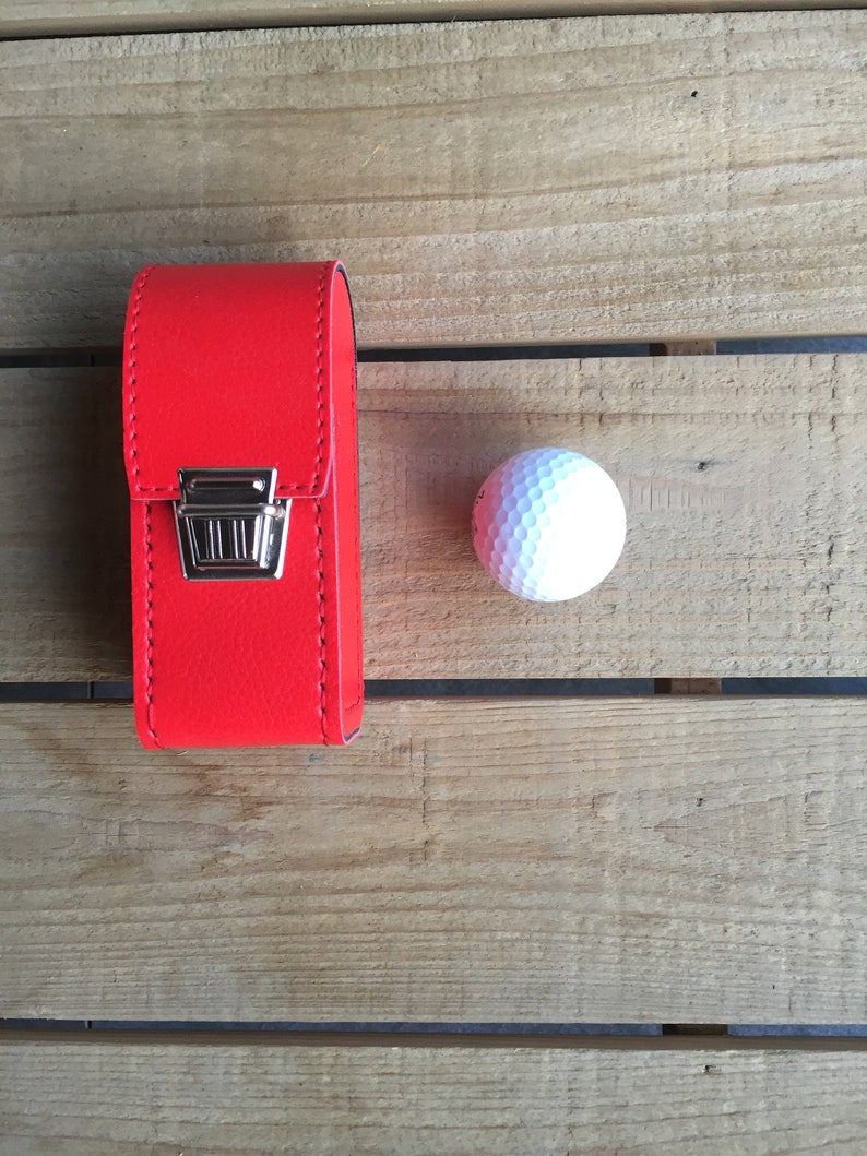 Bag for 3 golf balls, pretty and solid, belt clip Red