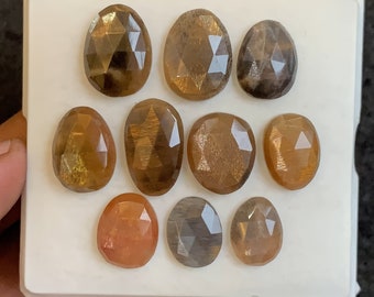 Spectrolite Gemstone-Natural Spectrolite  Rose Cut Mix Shape Gamstone-13-18 MM-10 Pcs -High Quality-Wholesalegems-OS2859