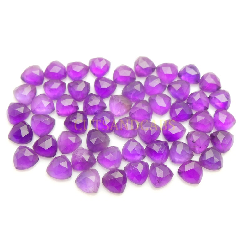 NEW ARRIVAL Amethyst Cabochon-Natural Amethyst Faceted Rose Cut Trillion Cabochon Gems Supply-8 MM-8 Pcs-High Quality-Wholesalegems-AMRC50