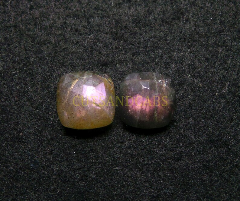 NEW ARRIVAL Purple Labradorite Cabochon-Natural Purple Labradorite Rose Cut Cushion Cabochon Gems Supply-14 mm-1 Pcs-Wholesalegems-PLRC-22