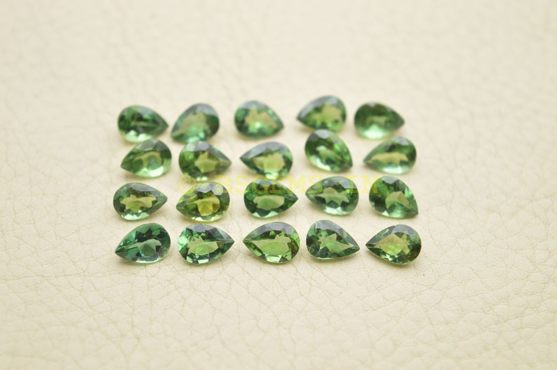 7X5 MM 7 Pcs-Wholesalegems-BSW14489 Green Apatite Gemstone Cut Stones-Apatite Stones-Natural Green Apatite Faceted Cut Pear Gemstones