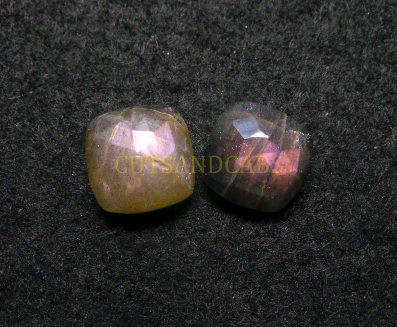 NEW ARRIVAL Purple Labradorite Cabochon-Natural Purple Labradorite Rose Cut Cushion Cabochon Gems Supply-14 mm-1 Pcs-Wholesalegems-PLRC-22