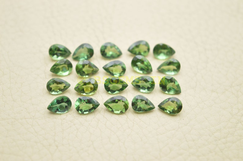 7X5 MM 7 Pcs-Wholesalegems-BSW14489 Green Apatite Gemstone Cut Stones-Apatite Stones-Natural Green Apatite Faceted Cut Pear Gemstones