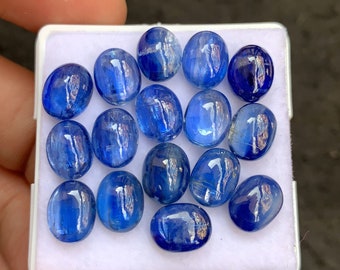 Blue Kyanite Gemstone Natural Blue Kyanite Smooth Oval Shape Cabochons Gemstone 9-7 MM- 16 Pieces -High Quality-Wholesalegems- V-973