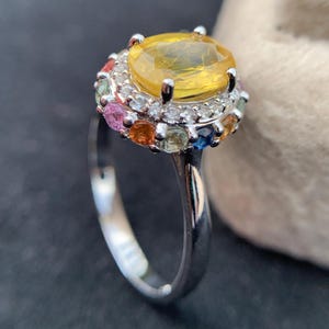 Sapphire Gemstone Ring Statement Ring Bridal Ring Wedding Ring Engagement Ring Gift for her Solitaire Ring Handmade Gift