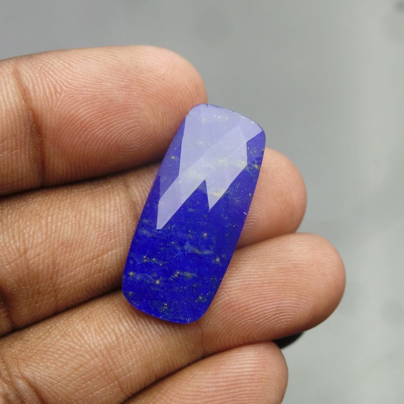 Lapis Lazuli Rock Crystal Doublet Cabochon-Lapis Crystal Doublet-Natural Lapis Crystal Faceted Rectangle Cabochon-29x13.5x3.5 MM-BS16657