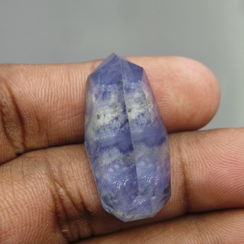 Sodalite Rock Crystal Doublet Cabochon-Sodalite Crystal Doublet-Natural Sodalite Rock Crystal Faceted Fancy Cabochon-31x15.5x11.5 MM-BS16892
