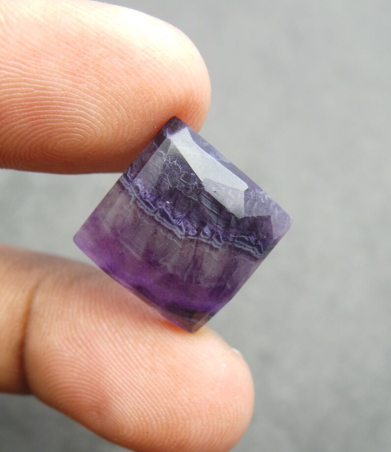 Fluorite Gemstone Cabochon-Fluorite Cabochon-Natural Fluorite One Side Faceted Rose Cut Cushion Cabochon-16x16x5 MM-Wholesalegems-BS9436