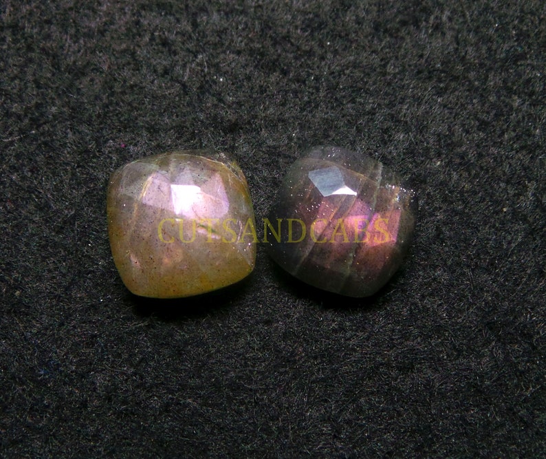 NEW ARRIVAL Purple Labradorite Cabochon-Natural Purple Labradorite Rose Cut Cushion Cabochon Gems Supply-14 mm-1 Pcs-Wholesalegems-PLRC-22