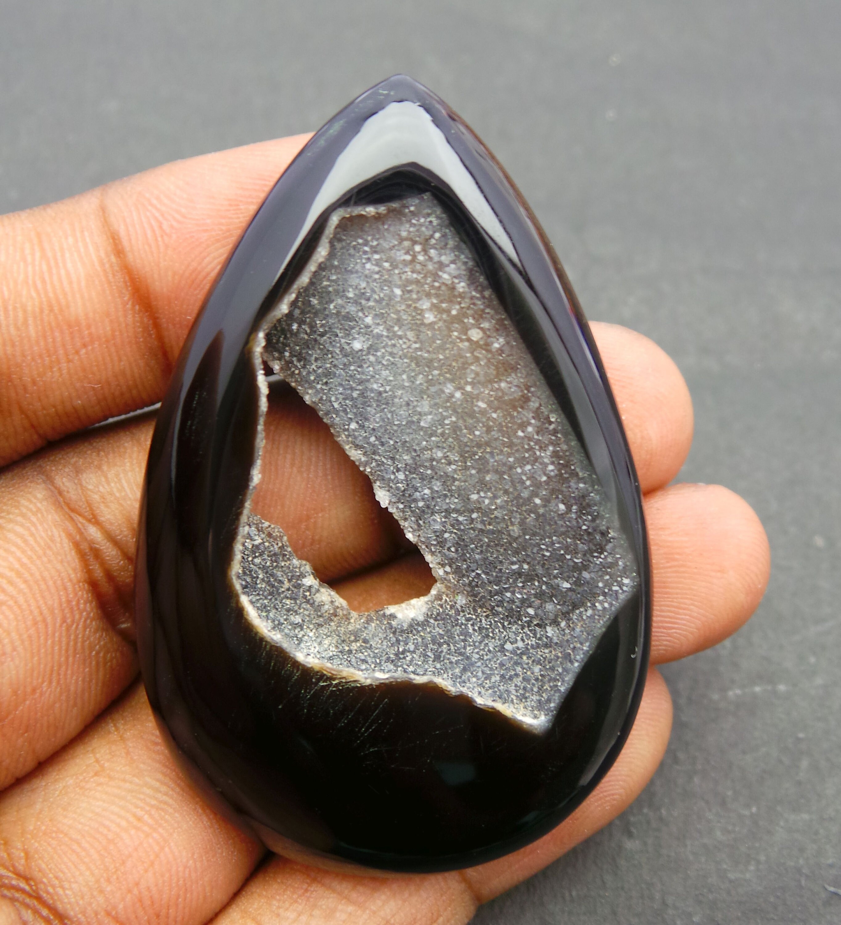 Black Agate Druzy Gemstone CabochonBlack Agate Etsy