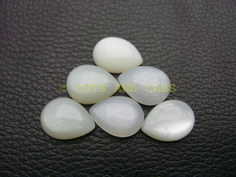 White Moonstone Gemstone Cabochons-Moonstone Cabochons-Natural White Moonstone Smooth Pear Cabochons-20x15 MM-2 Pcs-Wholesalegems-BS11892