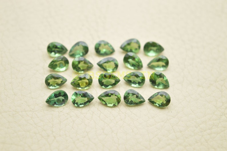 7X5 MM 7 Pcs-Wholesalegems-BSW14489 Green Apatite Gemstone Cut Stones-Apatite Stones-Natural Green Apatite Faceted Cut Pear Gemstones