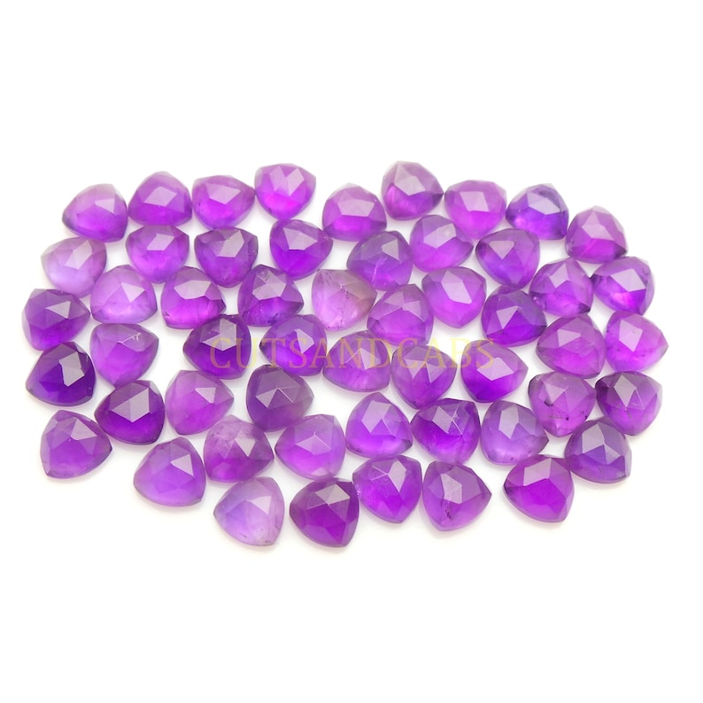 NEW ARRIVAL Amethyst Cabochon-Natural Amethyst Faceted Rose Cut Trillion Cabochon Gems Supply-8 MM-8 Pcs-High Quality-Wholesalegems-AMRC50