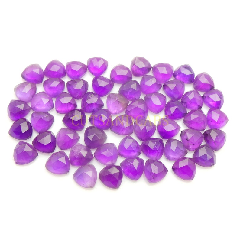NEW ARRIVAL Amethyst Cabochon-Natural Amethyst Faceted Rose Cut Trillion Cabochon Gems Supply-8 MM-8 Pcs-High Quality-Wholesalegems-AMRC50