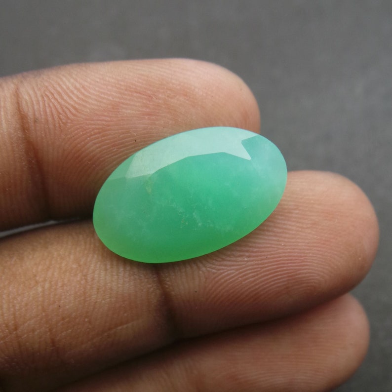 Chrysoprase Gemstone Cut Stone-Chrysoprase Cut Stone-Natural Chrysoprase Faceted Cut Oval Shape Gemstone-20x12x6.5 MM-Wholesalegems-BS7321