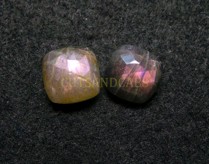 NEW ARRIVAL Purple Labradorite Cabochon-Natural Purple Labradorite Rose Cut Cushion Cabochon Gems Supply-14 mm-1 Pcs-Wholesalegems-PLRC-22