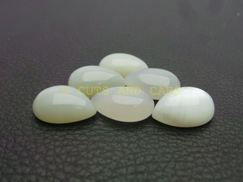 White Moonstone Gemstone Cabochons-Moonstone Cabochons-Natural White Moonstone Smooth Pear Cabochons-20x15 MM-2 Pcs-Wholesalegems-BS11892
