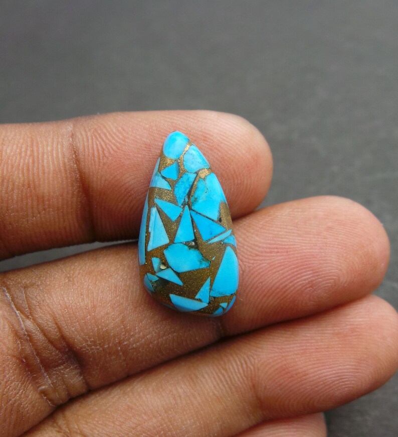 Copper Turquoise Gemstone Cabochon-Copper Turquoise Cabochon-Copper Turquoise Smooth Fancy Shape Cabochon-24x12x5 MM-Wholesalegems-BS10855
