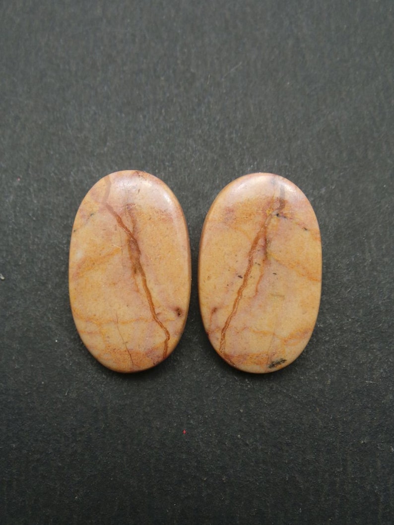 Jasper Oval Cabochon-Jasper Gemstone Cabochons-Natural Jasper Smooth Oval Cabochon-25x15x4 MM-1 Pair-Wholesalegems-BSW9928