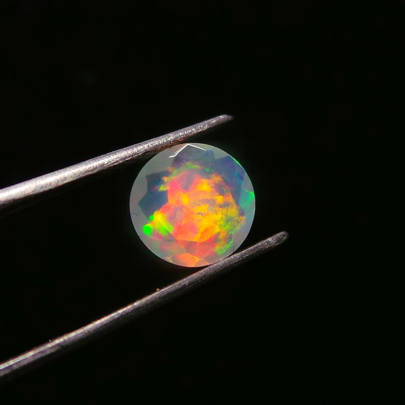 Ethiopian Opal Cut Stone-Ethiopian Fire Opal Cut Stone-Natural Ethiopian Opal Faceted Cut Round Gemstone-8x8x3.5 MM-Wholesalegems-BS15603