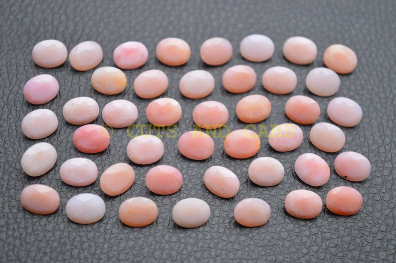 Peruvian Pink Opal Oval Cut Stone-Peruvian Pink Opal Cut Stones-Natural Peruvian Pink Opal Faceted Oval Cut Stones-10x8 MM-5 Pcs BSW14883