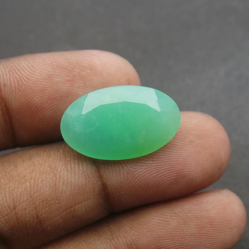 Chrysoprase Gemstone Cut Stone-Chrysoprase Cut Stone-Natural Chrysoprase Faceted Cut Oval Shape Gemstone-20x12x6.5 MM-Wholesalegems-BS7321