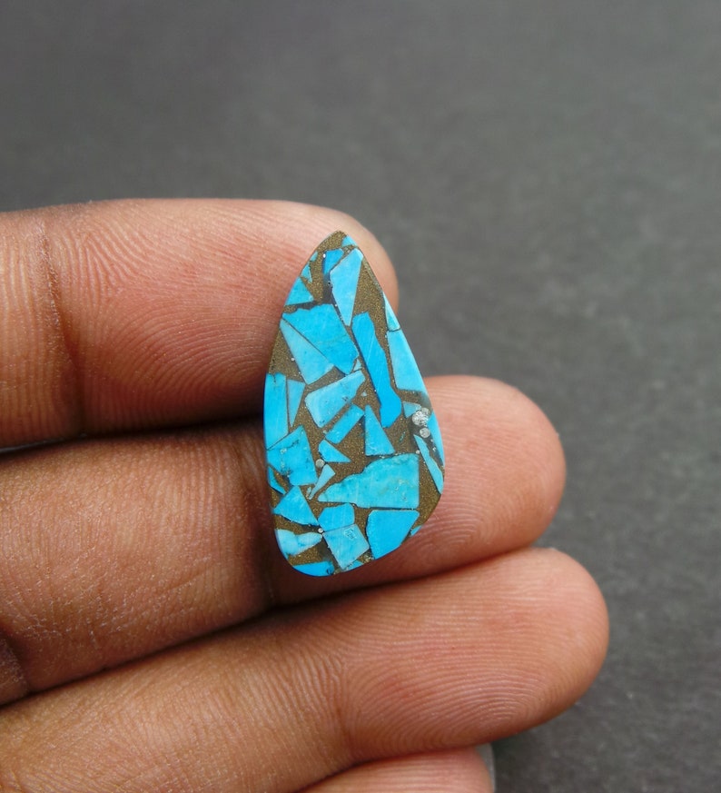 Copper Turquoise Gemstone Cabochon-Copper Turquoise Cabochon-Copper Turquoise Smooth Fancy Shape Cabochon-24x12x5 MM-Wholesalegems-BS10855