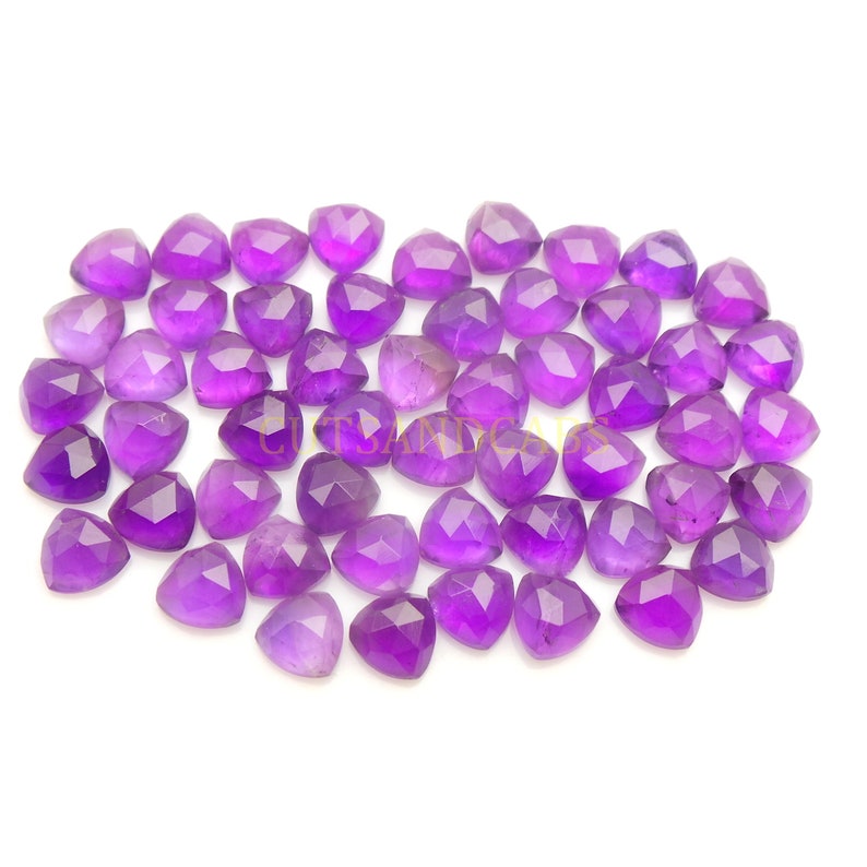NEW ARRIVAL Amethyst Cabochon-Natural Amethyst Faceted Rose Cut Trillion Cabochon Gems Supply-8 MM-8 Pcs-High Quality-Wholesalegems-AMRC50