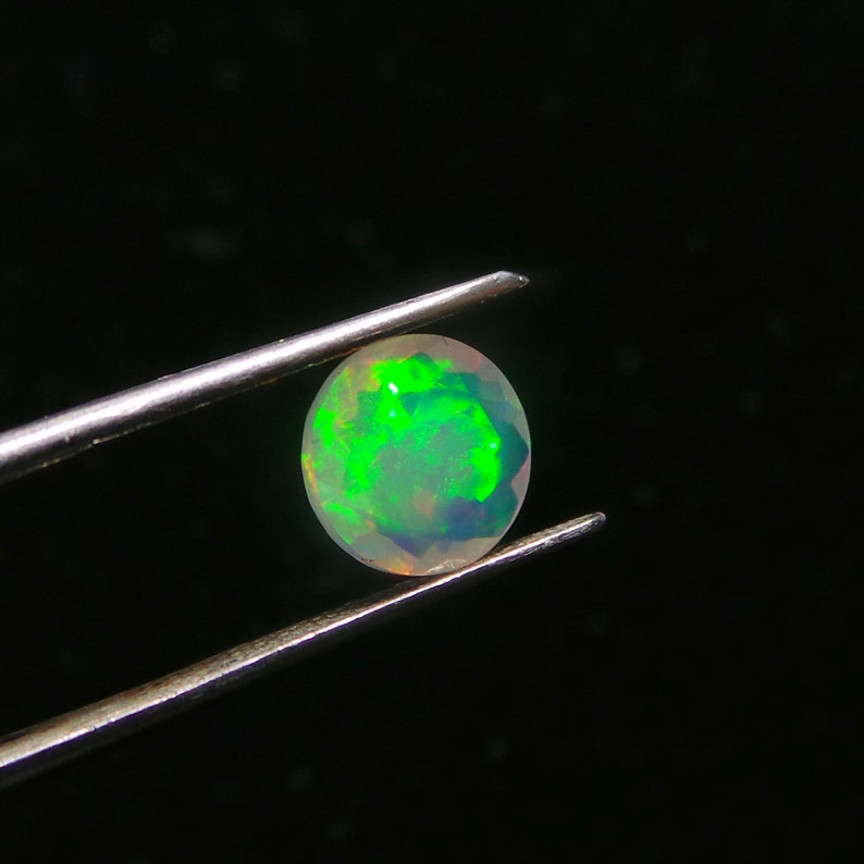 Ethiopian Opal Cut Stone-Ethiopian Fire Opal Cut Stone-Natural Ethiopian Opal Faceted Cut Round Gemstone-8x8x3.5 MM-Wholesalegems-BS15603