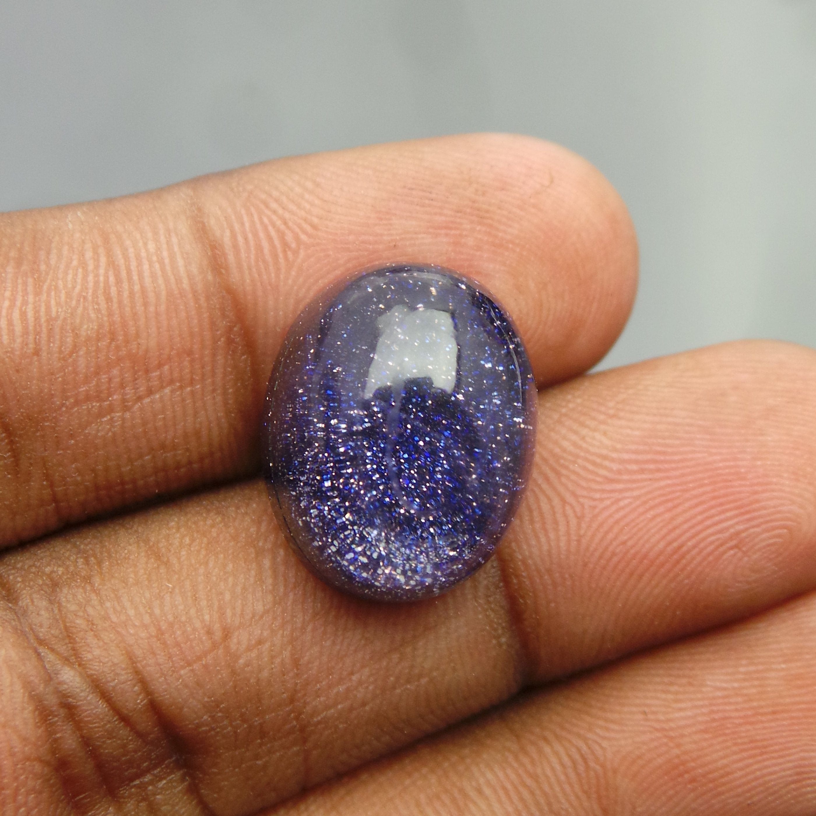 Blue Goldstone Rock Crystal Doublet CabochonGoldstone Etsy