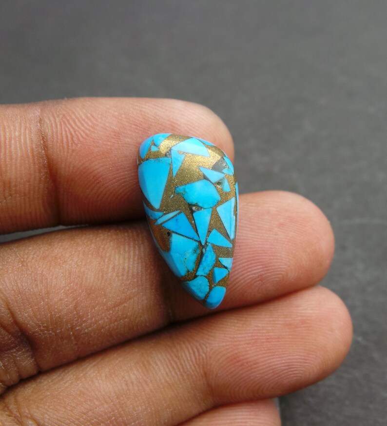 Copper Turquoise Gemstone Cabochon-Copper Turquoise Cabochon-Copper Turquoise Smooth Fancy Shape Cabochon-24x12x5 MM-Wholesalegems-BS10855