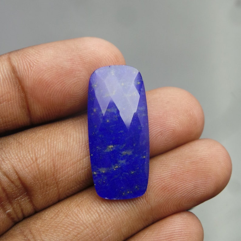Lapis Lazuli Rock Crystal Doublet Cabochon-Lapis Crystal Doublet-Natural Lapis Crystal Faceted Rectangle Cabochon-29x13.5x3.5 MM-BS16657