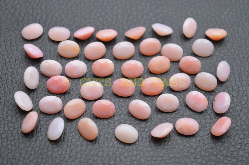 Peruvian Pink Opal Oval Cut Stone-Peruvian Pink Opal Cut Stones-Natural Peruvian Pink Opal Faceted Oval Cut Stones-10x8 MM-5 Pcs BSW14883