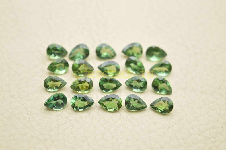 7X5 MM 7 Pcs-Wholesalegems-BSW14489 Green Apatite Gemstone Cut Stones-Apatite Stones-Natural Green Apatite Faceted Cut Pear Gemstones