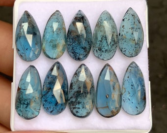 Teal Green Kyanite Gemstone Natural Teal Green Kyanite Rose Cut Pear Shape Gemstone- 15x7 MM- 10 Pieces-High Quality-Wholesalegems- V-970