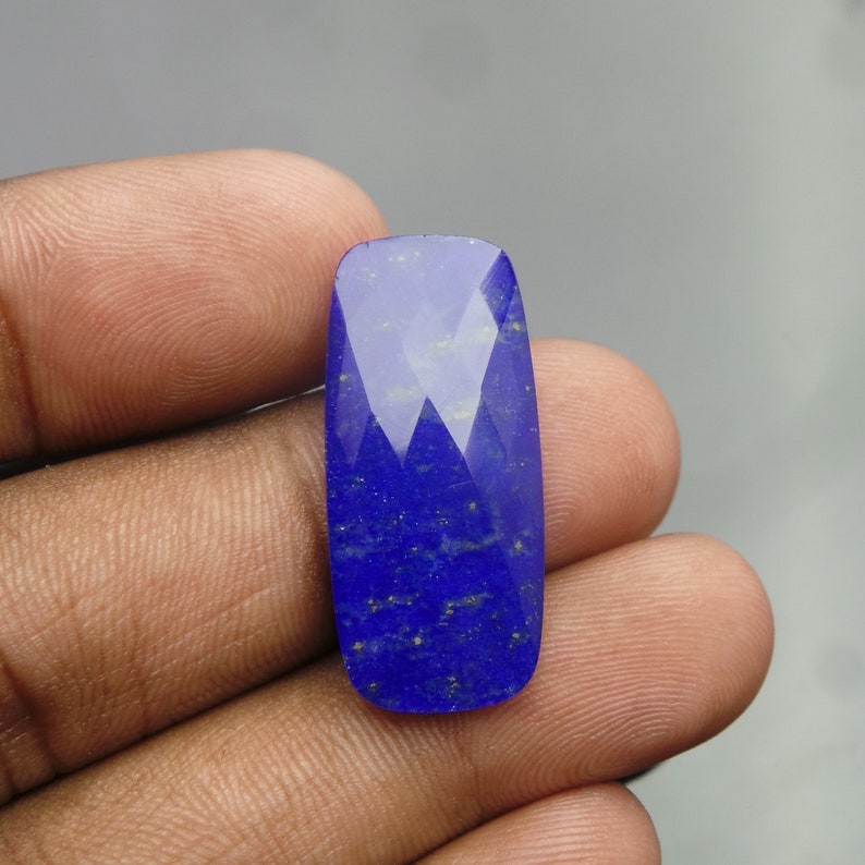 Lapis Lazuli Rock Crystal Doublet Cabochon-Lapis Crystal Doublet-Natural Lapis Crystal Faceted Rectangle Cabochon-29x13.5x3.5 MM-BS16657
