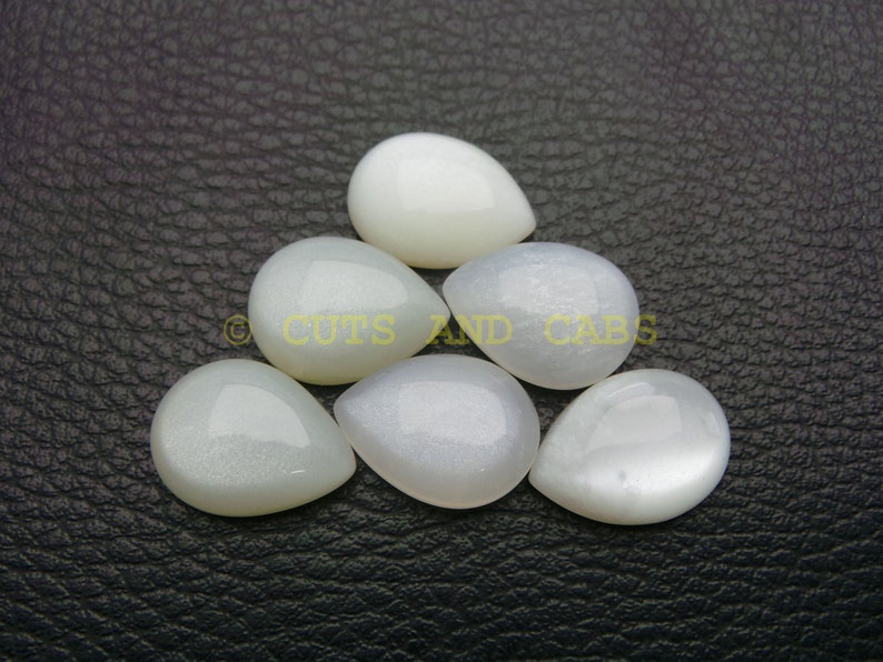 White Moonstone Gemstone Cabochons-Moonstone Cabochons-Natural White Moonstone Smooth Pear Cabochons-20x15 MM-2 Pcs-Wholesalegems-BS11892