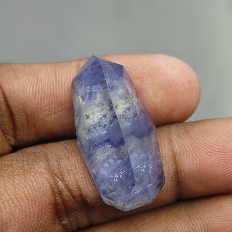 Sodalite Rock Crystal Doublet Cabochon-Sodalite Crystal Doublet-Natural Sodalite Rock Crystal Faceted Fancy Cabochon-31x15.5x11.5 MM-BS16892