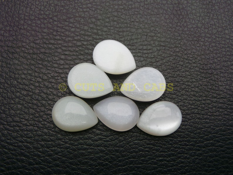 White Moonstone Gemstone Cabochons-Moonstone Cabochons-Natural White Moonstone Smooth Pear Cabochons-20x15 MM-2 Pcs-Wholesalegems-BS11892