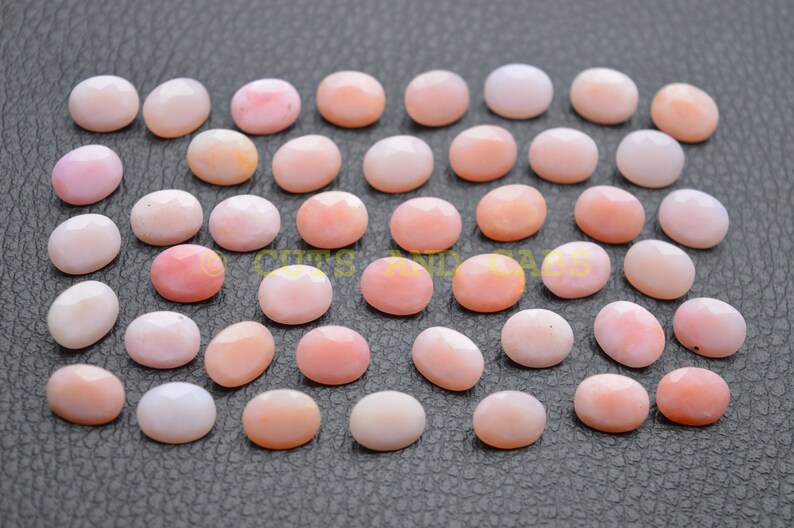 Peruvian Pink Opal Oval Cut Stone-Peruvian Pink Opal Cut Stones-Natural Peruvian Pink Opal Faceted Oval Cut Stones-10x8 MM-5 Pcs BSW14883