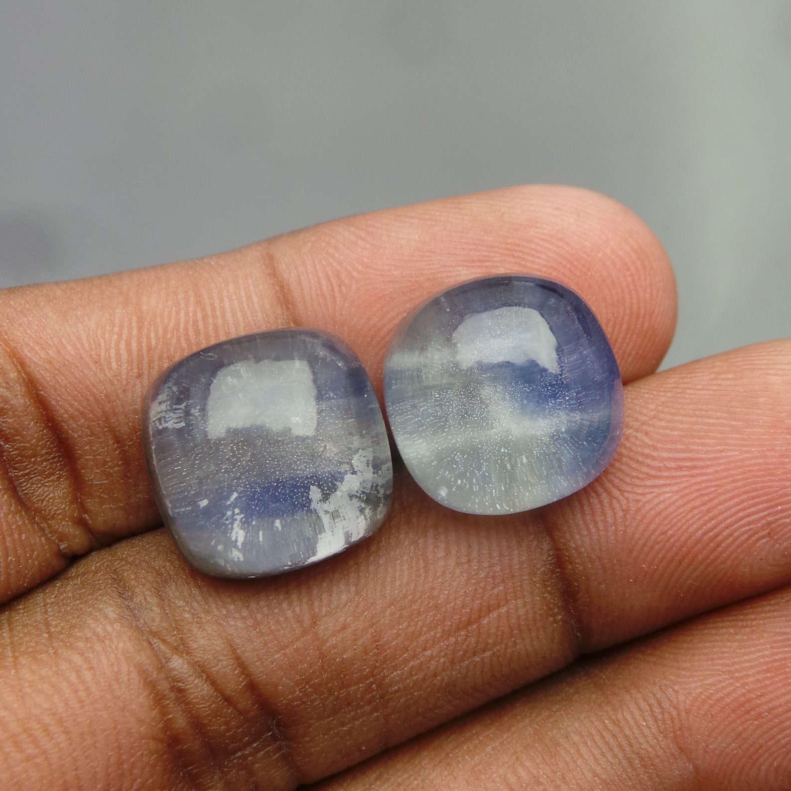 Blue Sapphire Rock Crystal Doublet CabochonSapphire Etsy