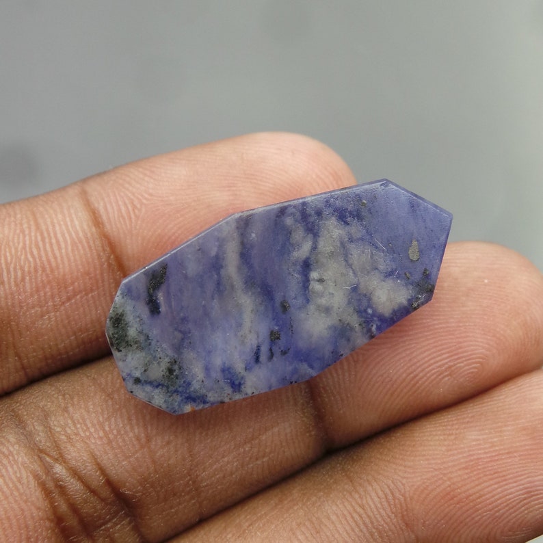 Sodalite Rock Crystal Doublet Cabochon-Sodalite Crystal Doublet-Natural Sodalite Rock Crystal Faceted Fancy Cabochon-31x15.5x11.5 MM-BS16892