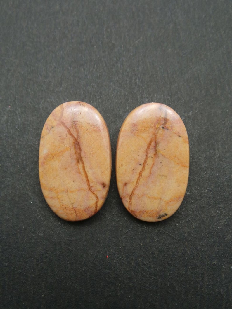 Jasper Oval Cabochon-Jasper Gemstone Cabochons-Natural Jasper Smooth Oval Cabochon-25x15x4 MM-1 Pair-Wholesalegems-BSW9928