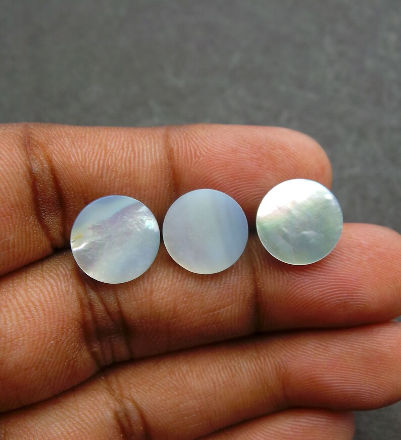 Mother Of Pearl Rock Crystal Doublet Cabochon-Pearl Rock Crystal Doublet-Natural Pearl Crystal Faceted Round Cabochon-12 MM-3 Pcs-BS12453