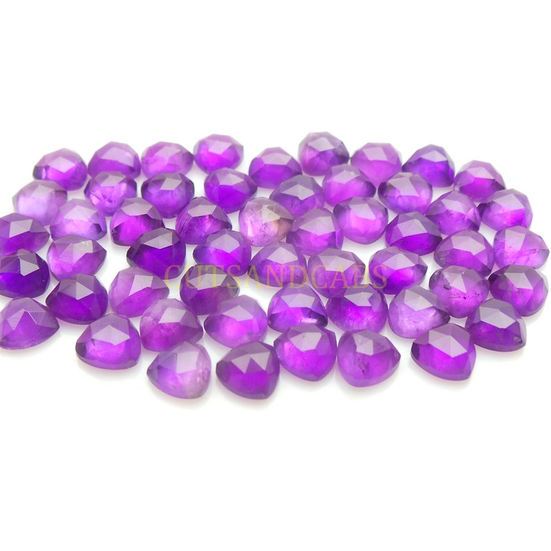 NEW ARRIVAL Amethyst Cabochon-Natural Amethyst Faceted Rose Cut Trillion Cabochon Gems Supply-8 MM-8 Pcs-High Quality-Wholesalegems-AMRC50